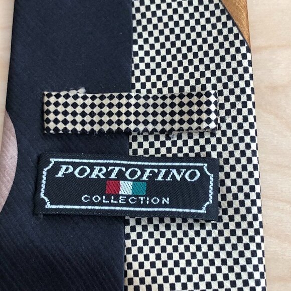 Vintage Portofino Collection Handmade Silk Necktie - Checks & Swirls - Picture 3 of 8